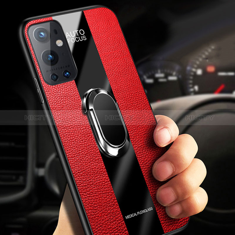 Custodia Silicone Ultra Sottile Morbida Cover con Magnetico Anello Supporto S01 per OnePlus 9 Pro 5G