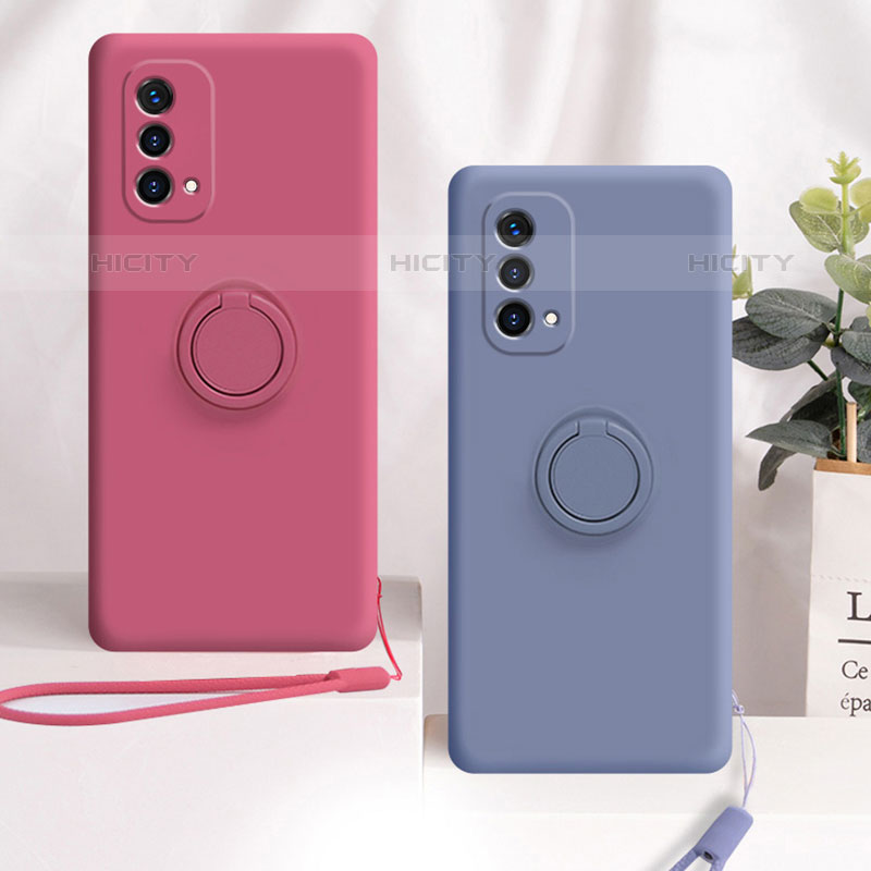 Custodia Silicone Ultra Sottile Morbida Cover con Magnetico Anello Supporto S01 per OnePlus Nord N200 5G