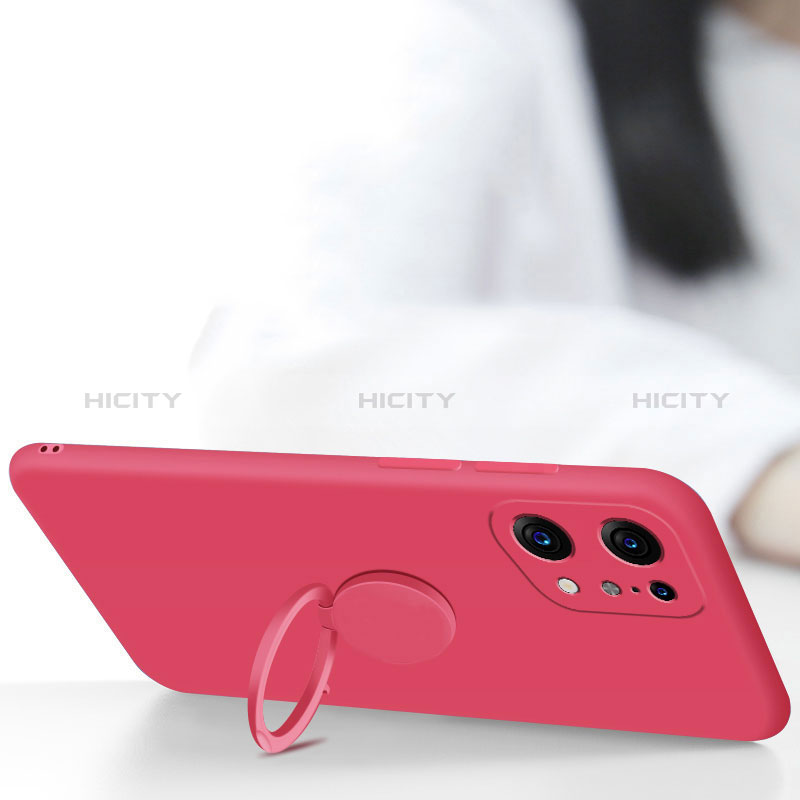 Custodia Silicone Ultra Sottile Morbida Cover con Magnetico Anello Supporto S01 per Oppo Find X5 5G