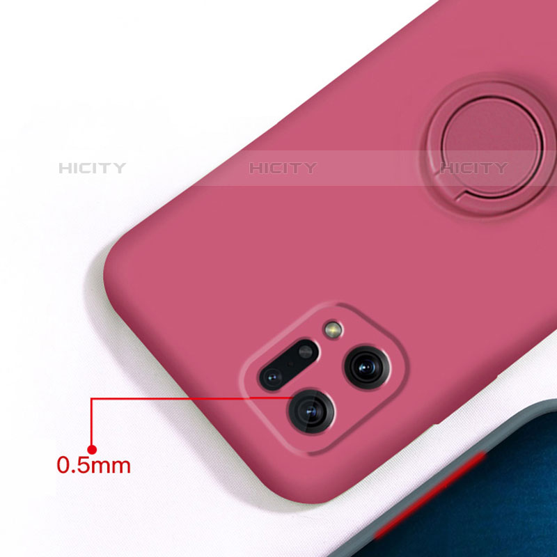 Custodia Silicone Ultra Sottile Morbida Cover con Magnetico Anello Supporto S01 per Oppo Find X5 Pro 5G