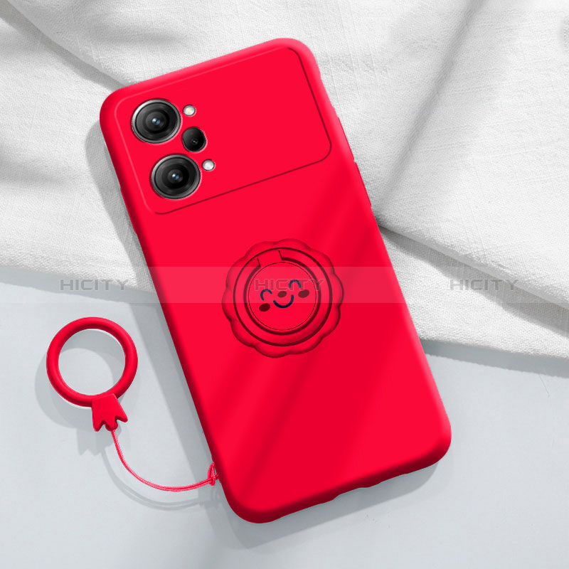 Custodia Silicone Ultra Sottile Morbida Cover con Magnetico Anello Supporto S01 per Oppo K10 Pro 5G Rosso