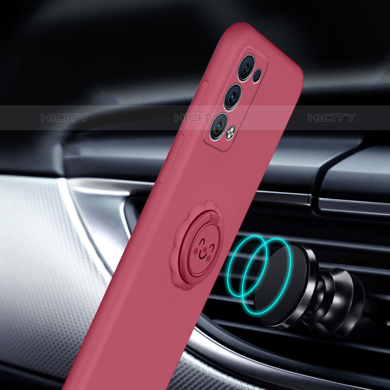 Custodia Silicone Ultra Sottile Morbida Cover con Magnetico Anello Supporto S01 per Oppo Reno6 Pro 5G