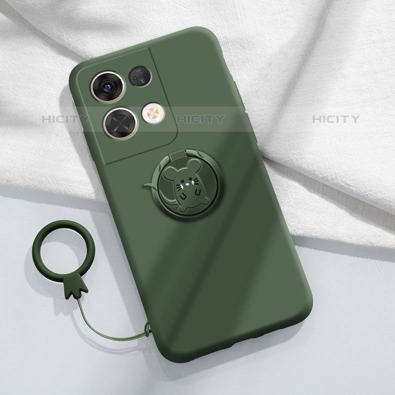 Custodia Silicone Ultra Sottile Morbida Cover con Magnetico Anello Supporto S01 per Oppo Reno8 5G