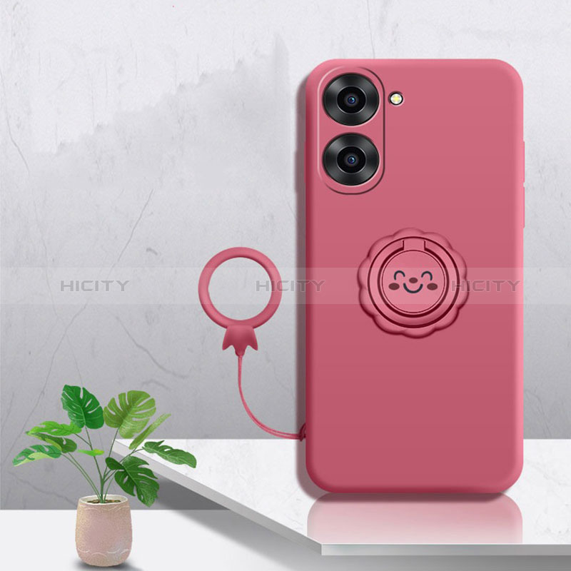 Custodia Silicone Ultra Sottile Morbida Cover con Magnetico Anello Supporto S01 per Realme 10S 5G