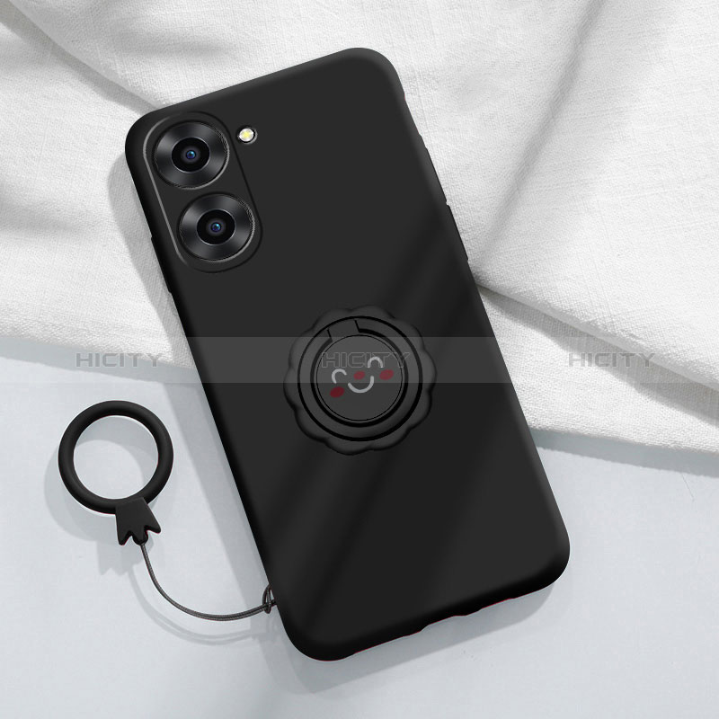 Custodia Silicone Ultra Sottile Morbida Cover con Magnetico Anello Supporto S01 per Realme 10S 5G