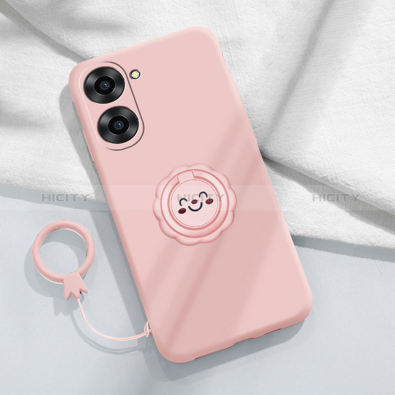 Custodia Silicone Ultra Sottile Morbida Cover con Magnetico Anello Supporto S01 per Realme 10S 5G