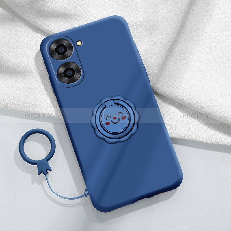 Custodia Silicone Ultra Sottile Morbida Cover con Magnetico Anello Supporto S01 per Realme 10S 5G