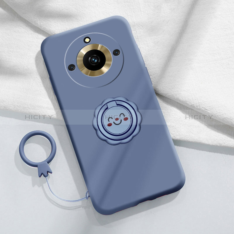 Custodia Silicone Ultra Sottile Morbida Cover con Magnetico Anello Supporto S01 per Realme 11 Pro 5G Grigio Lavanda