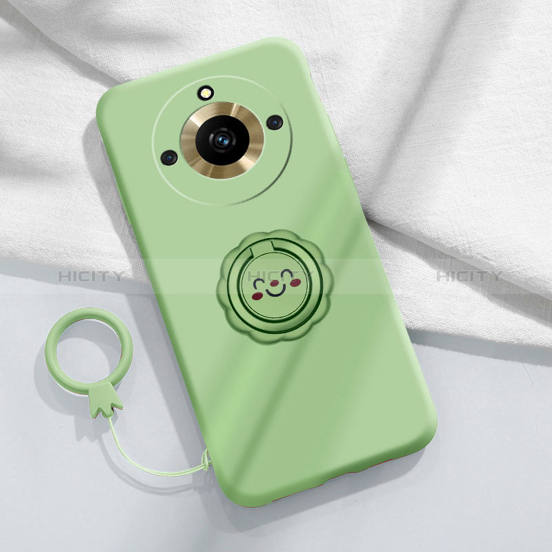 Custodia Silicone Ultra Sottile Morbida Cover con Magnetico Anello Supporto S01 per Realme 11 Pro 5G Verde