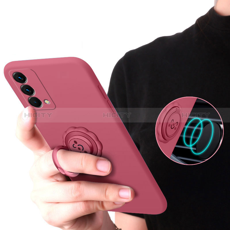 Custodia Silicone Ultra Sottile Morbida Cover con Magnetico Anello Supporto S01 per Realme GT Master 5G