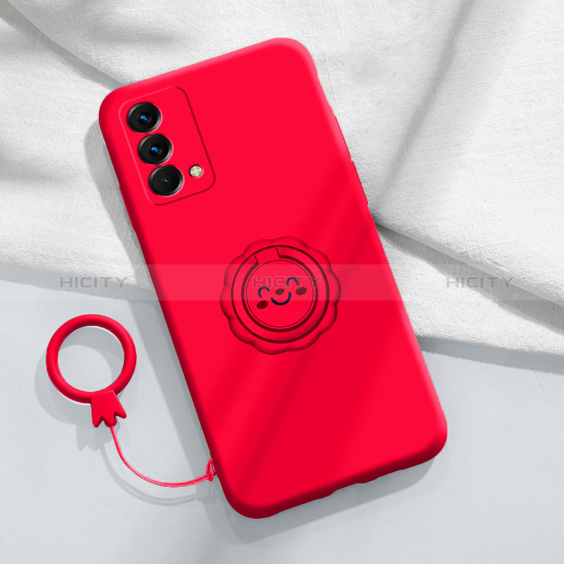 Custodia Silicone Ultra Sottile Morbida Cover con Magnetico Anello Supporto S01 per Realme GT Master 5G Rosso