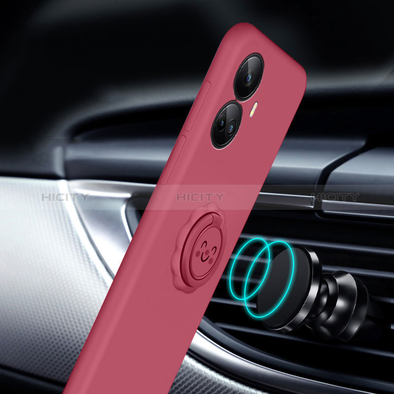 Custodia Silicone Ultra Sottile Morbida Cover con Magnetico Anello Supporto S01 per Realme Q5x 5G