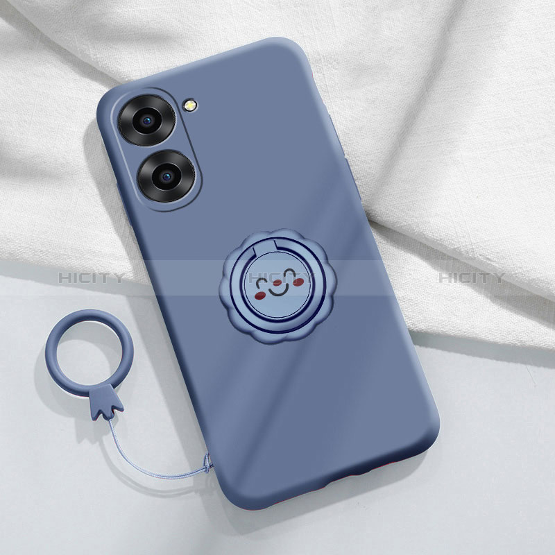 Custodia Silicone Ultra Sottile Morbida Cover con Magnetico Anello Supporto S01 per Realme V20 5G