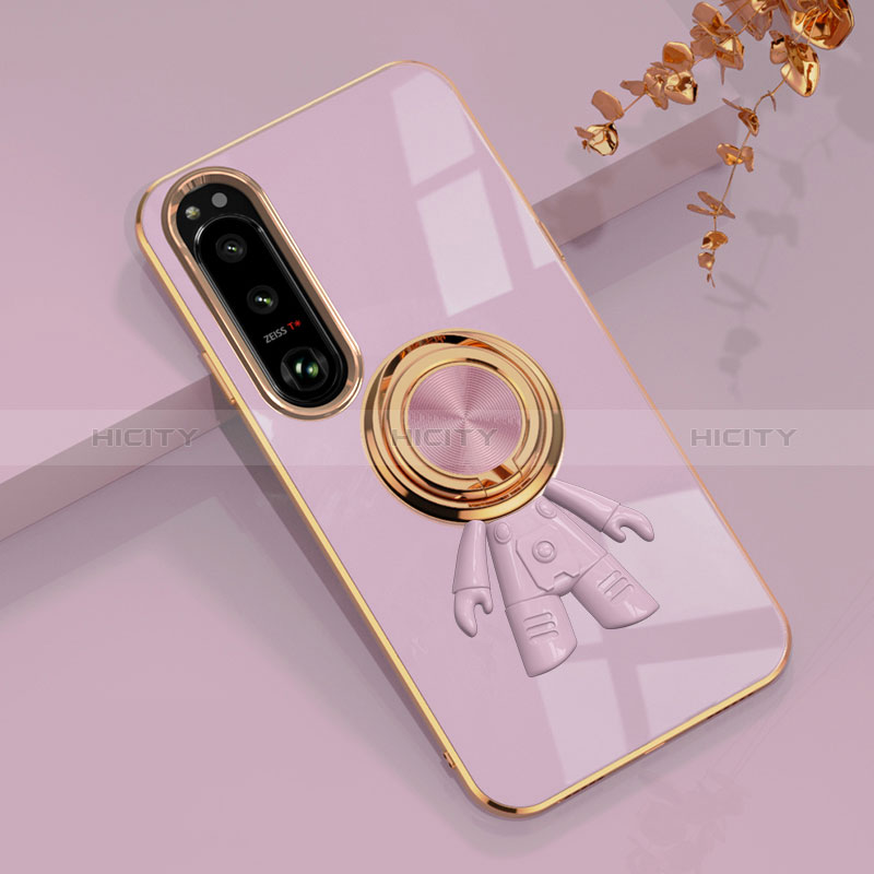 Custodia Silicone Ultra Sottile Morbida Cover con Magnetico Anello Supporto S01 per Sony Xperia 1 IV SO-51C