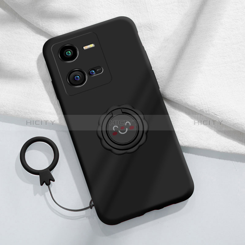 Custodia Silicone Ultra Sottile Morbida Cover con Magnetico Anello Supporto S01 per Vivo iQOO 10 Pro 5G