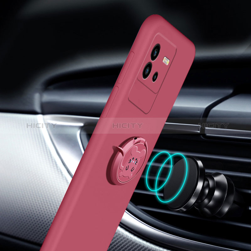 Custodia Silicone Ultra Sottile Morbida Cover con Magnetico Anello Supporto S01 per Vivo iQOO Neo6 SE 5G