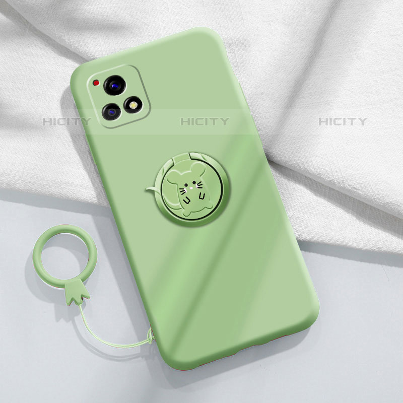 Custodia Silicone Ultra Sottile Morbida Cover con Magnetico Anello Supporto S01 per Vivo iQOO U3 5G Verde