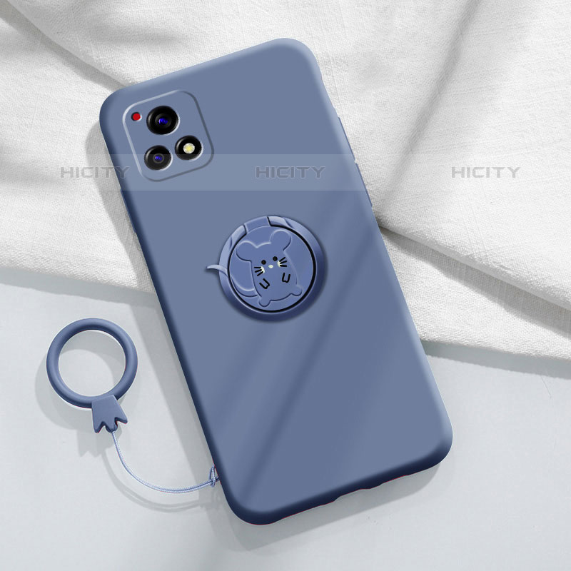 Custodia Silicone Ultra Sottile Morbida Cover con Magnetico Anello Supporto S01 per Vivo iQOO U3x 5G