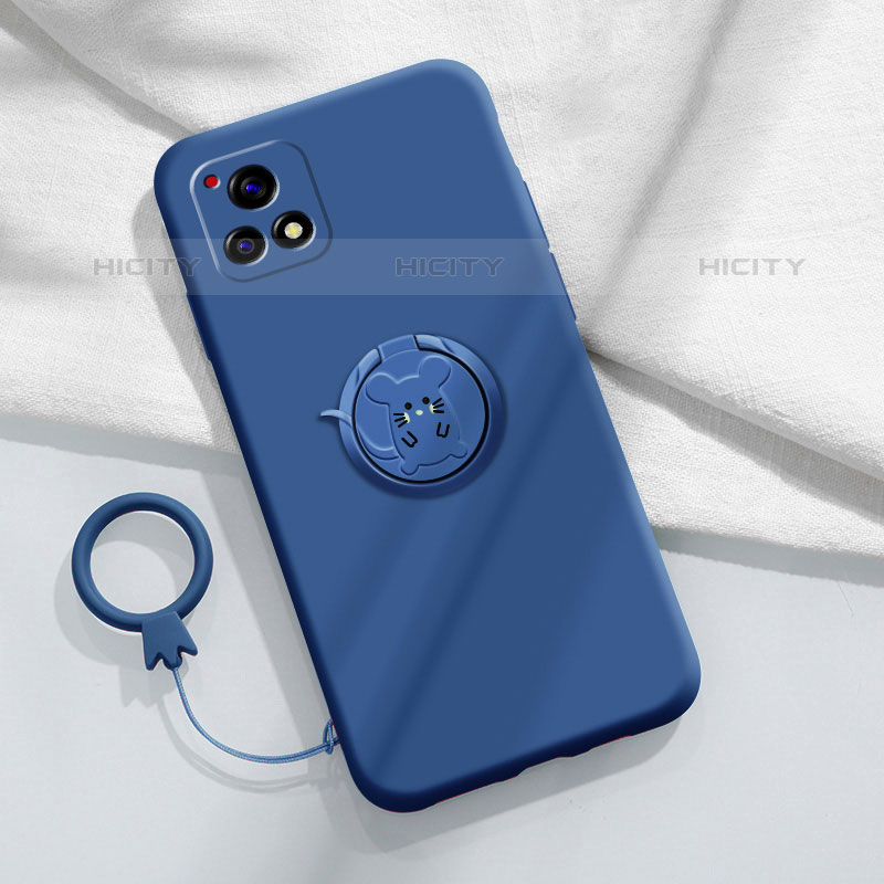 Custodia Silicone Ultra Sottile Morbida Cover con Magnetico Anello Supporto S01 per Vivo iQOO U3x 5G