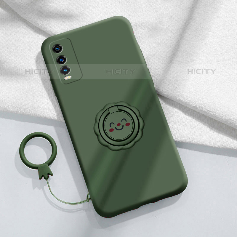 Custodia Silicone Ultra Sottile Morbida Cover con Magnetico Anello Supporto S01 per Vivo iQOO U5 5G