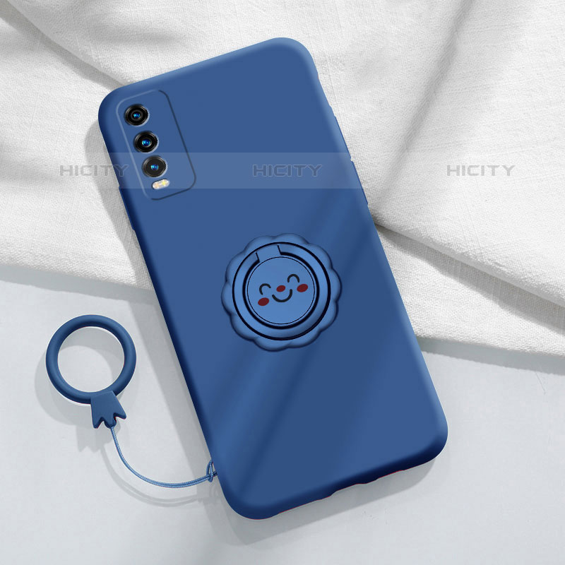 Custodia Silicone Ultra Sottile Morbida Cover con Magnetico Anello Supporto S01 per Vivo iQOO U5 5G