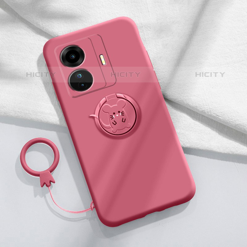 Custodia Silicone Ultra Sottile Morbida Cover con Magnetico Anello Supporto S01 per Vivo iQOO Z6 Pro 5G