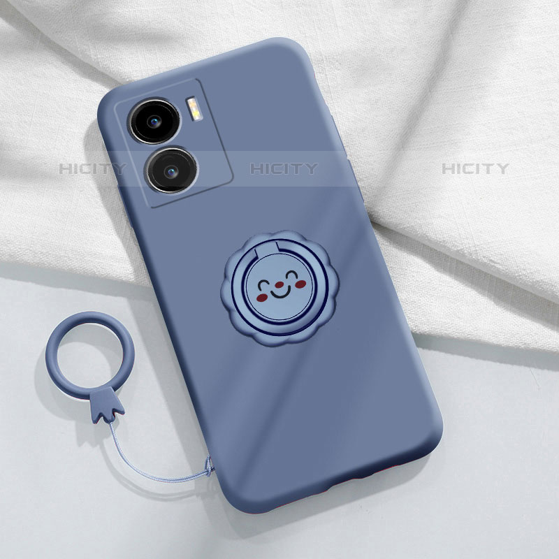 Custodia Silicone Ultra Sottile Morbida Cover con Magnetico Anello Supporto S01 per Vivo iQOO Z7x 5G