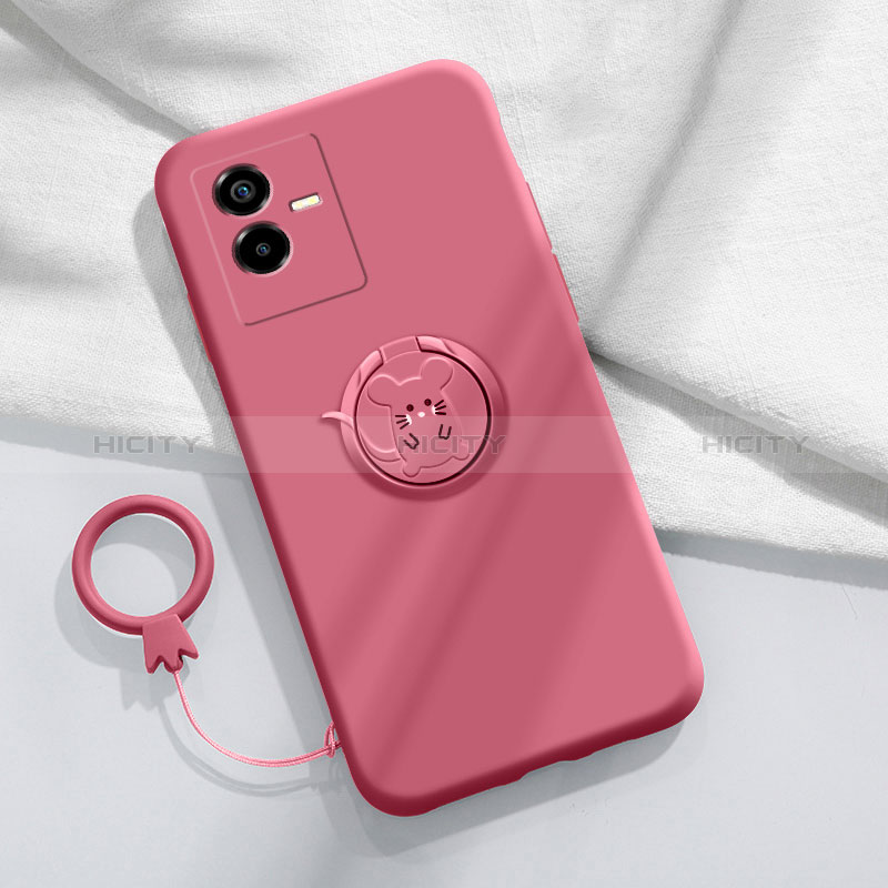 Custodia Silicone Ultra Sottile Morbida Cover con Magnetico Anello Supporto S01 per Vivo T2x 5G