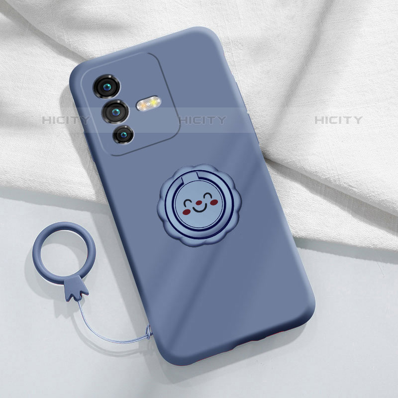 Custodia Silicone Ultra Sottile Morbida Cover con Magnetico Anello Supporto S01 per Vivo V25 Pro 5G