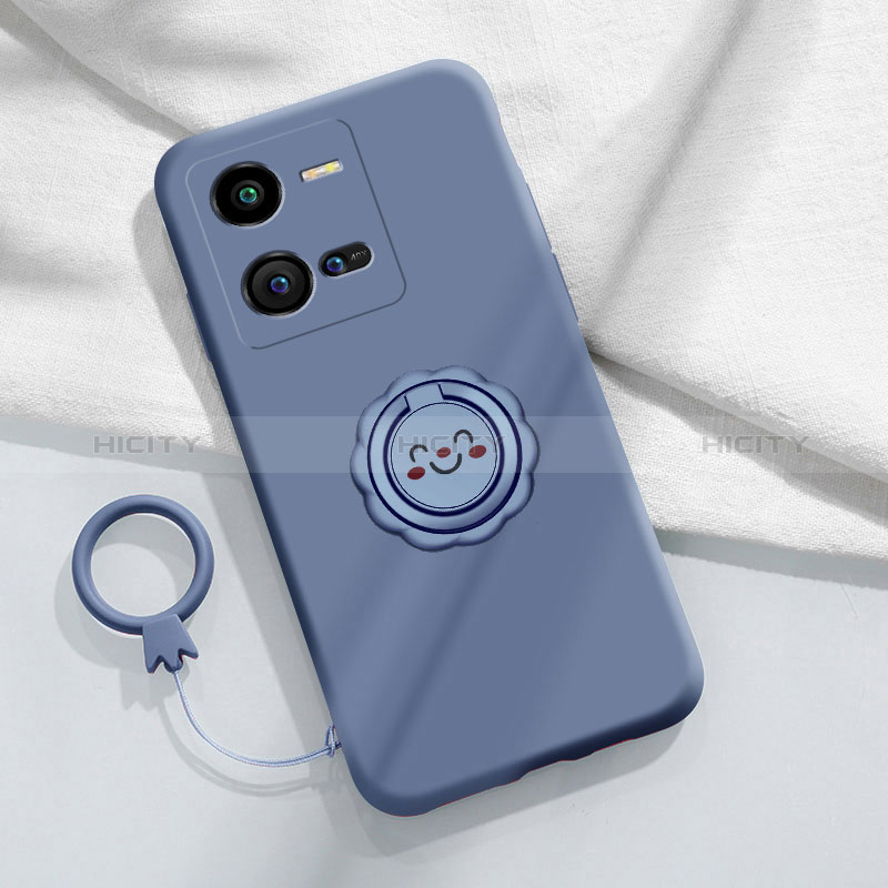 Custodia Silicone Ultra Sottile Morbida Cover con Magnetico Anello Supporto S01 per Vivo V25e