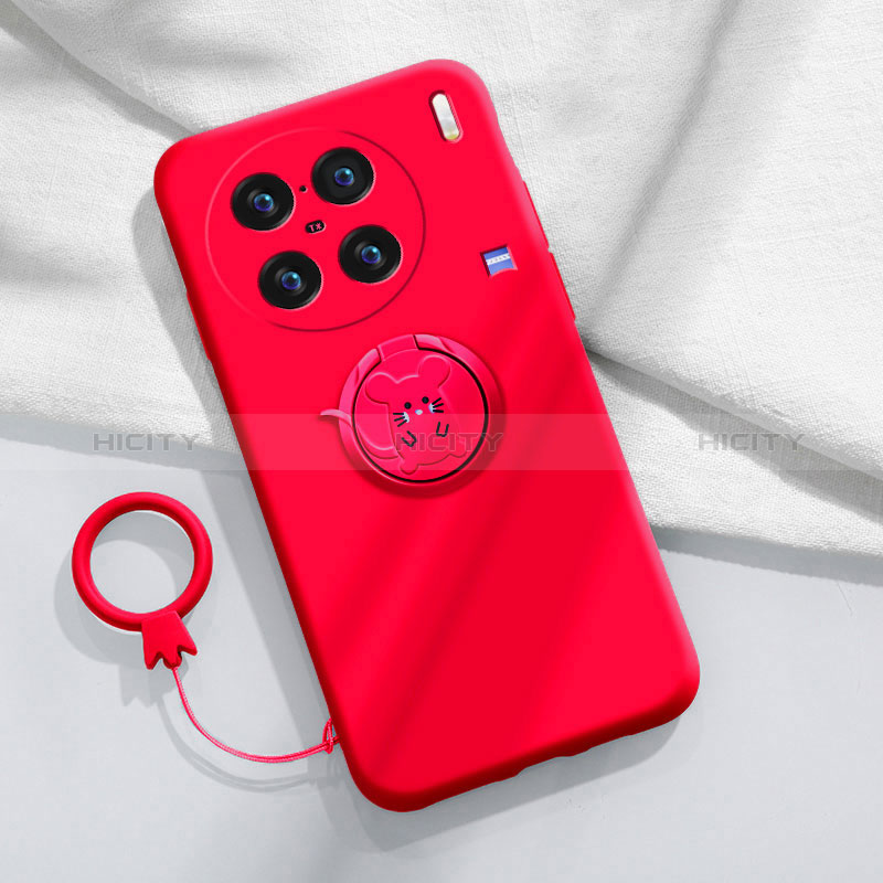 Custodia Silicone Ultra Sottile Morbida Cover con Magnetico Anello Supporto S01 per Vivo X90 Pro 5G