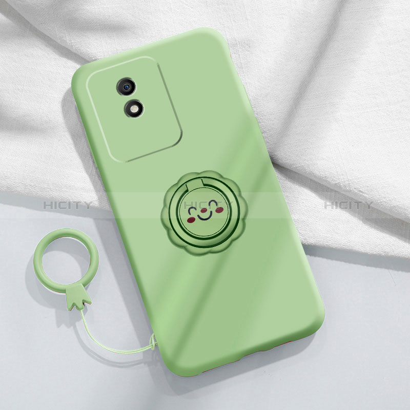 Custodia Silicone Ultra Sottile Morbida Cover con Magnetico Anello Supporto S01 per Vivo Y02 Verde