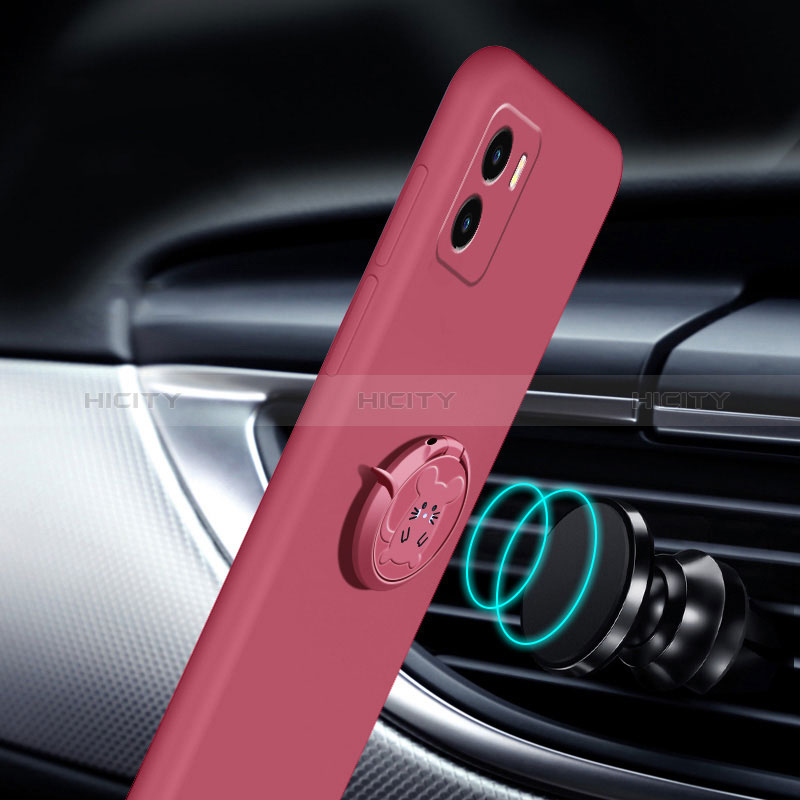 Custodia Silicone Ultra Sottile Morbida Cover con Magnetico Anello Supporto S01 per Vivo Y10