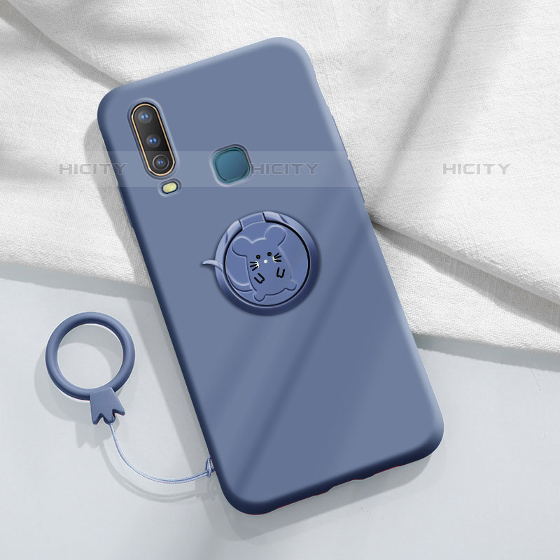 Custodia Silicone Ultra Sottile Morbida Cover con Magnetico Anello Supporto S01 per Vivo Y11 Grigio Lavanda