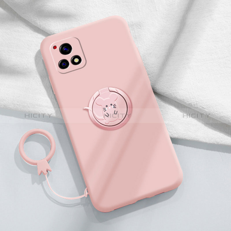 Custodia Silicone Ultra Sottile Morbida Cover con Magnetico Anello Supporto S01 per Vivo Y31s 5G