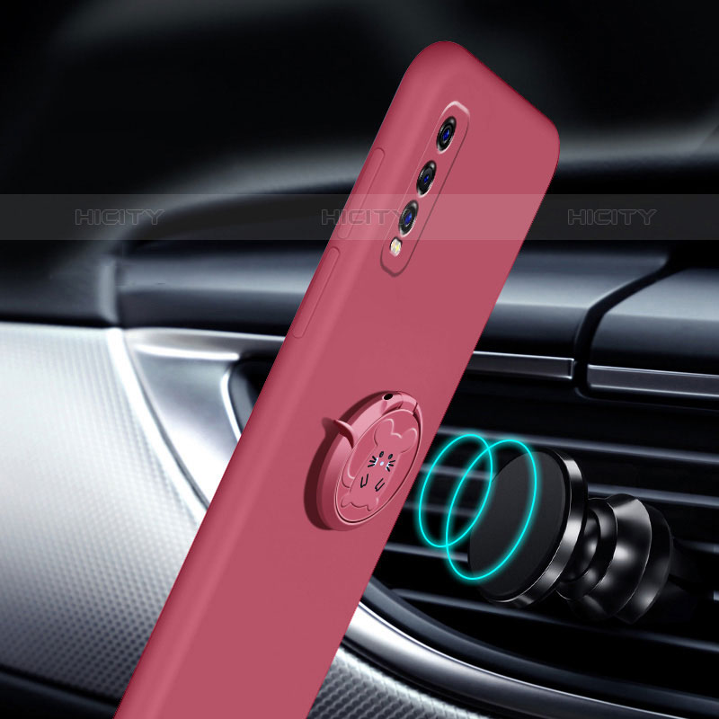 Custodia Silicone Ultra Sottile Morbida Cover con Magnetico Anello Supporto S01 per Vivo Y50t