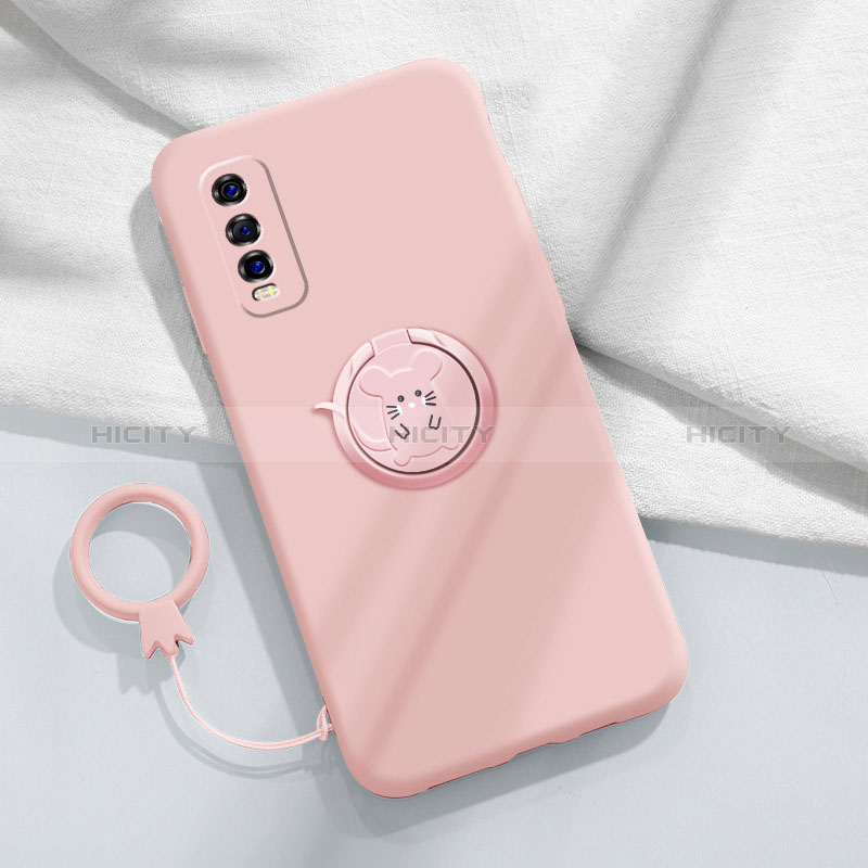 Custodia Silicone Ultra Sottile Morbida Cover con Magnetico Anello Supporto S01 per Vivo Y51s 5G