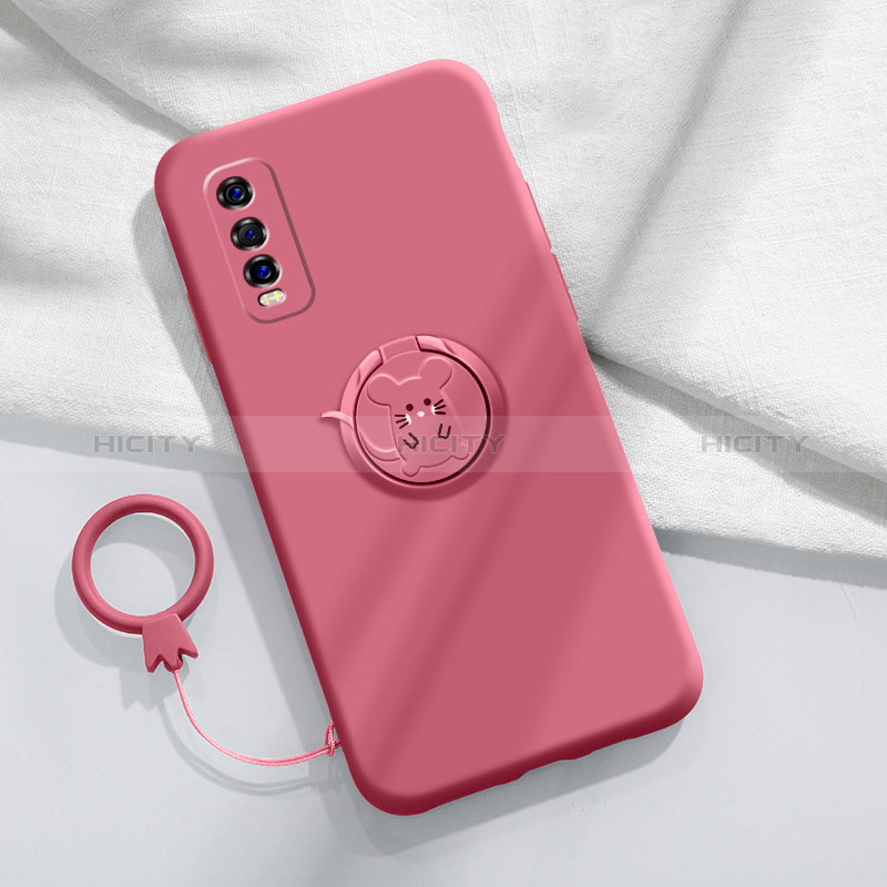 Custodia Silicone Ultra Sottile Morbida Cover con Magnetico Anello Supporto S01 per Vivo Y51s 5G