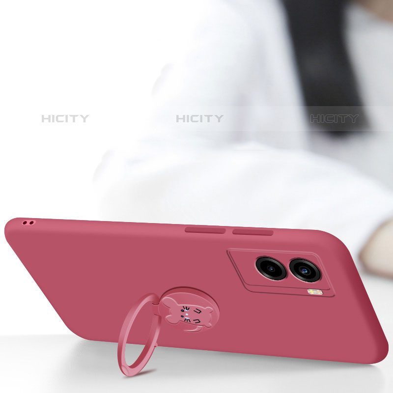 Custodia Silicone Ultra Sottile Morbida Cover con Magnetico Anello Supporto S01 per Vivo Y72t