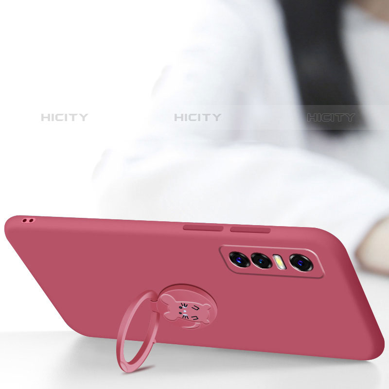 Custodia Silicone Ultra Sottile Morbida Cover con Magnetico Anello Supporto S01 per Vivo Y73s 5G