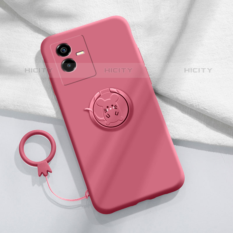 Custodia Silicone Ultra Sottile Morbida Cover con Magnetico Anello Supporto S01 per Vivo Y73t