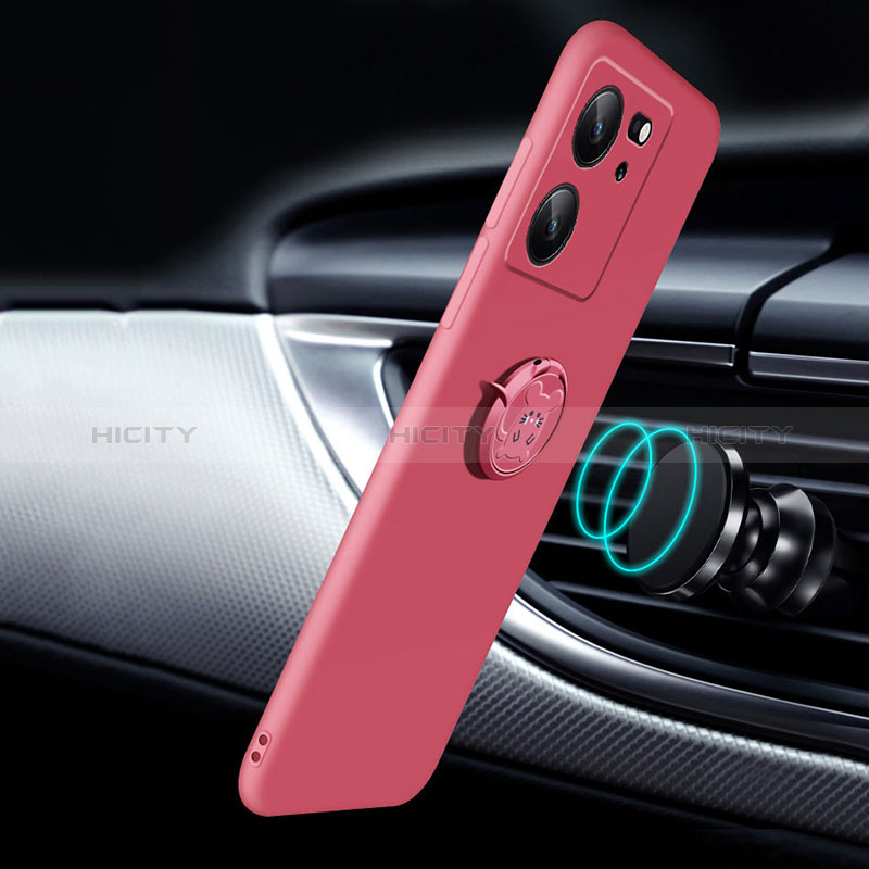 Custodia Silicone Ultra Sottile Morbida Cover con Magnetico Anello Supporto S01 per Xiaomi Mi 13T 5G