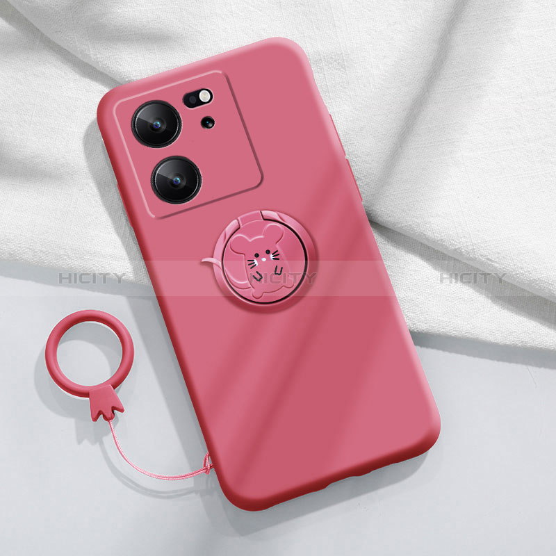 Custodia Silicone Ultra Sottile Morbida Cover con Magnetico Anello Supporto S01 per Xiaomi Mi 13T 5G