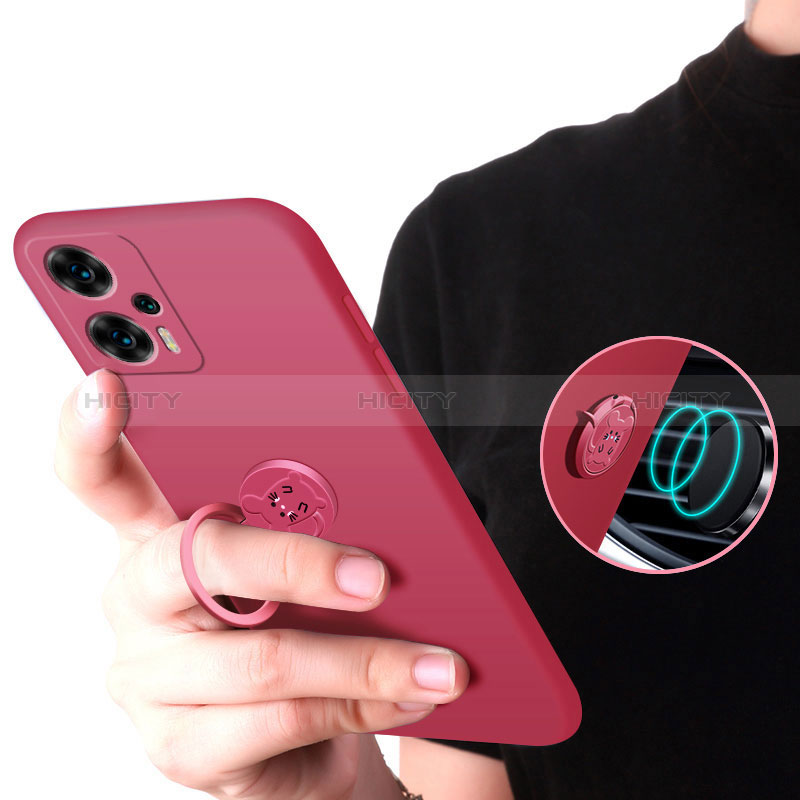 Custodia Silicone Ultra Sottile Morbida Cover con Magnetico Anello Supporto S01 per Xiaomi Poco F5 5G