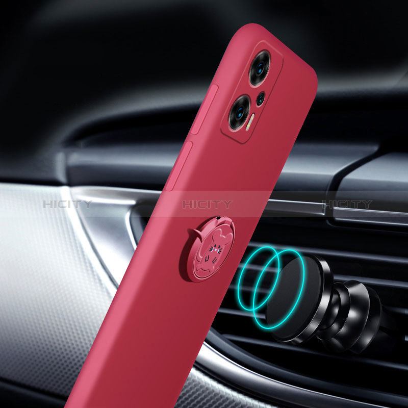 Custodia Silicone Ultra Sottile Morbida Cover con Magnetico Anello Supporto S01 per Xiaomi Poco F5 5G