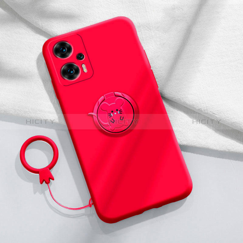 Custodia Silicone Ultra Sottile Morbida Cover con Magnetico Anello Supporto S01 per Xiaomi Poco F5 5G