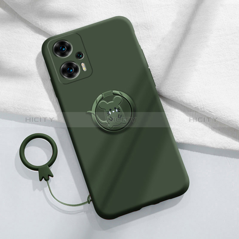 Custodia Silicone Ultra Sottile Morbida Cover con Magnetico Anello Supporto S01 per Xiaomi Poco F5 5G Verde