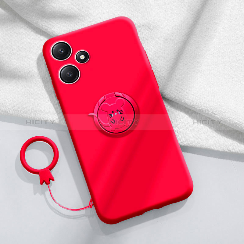 Custodia Silicone Ultra Sottile Morbida Cover con Magnetico Anello Supporto S01 per Xiaomi Poco M6 Pro 5G