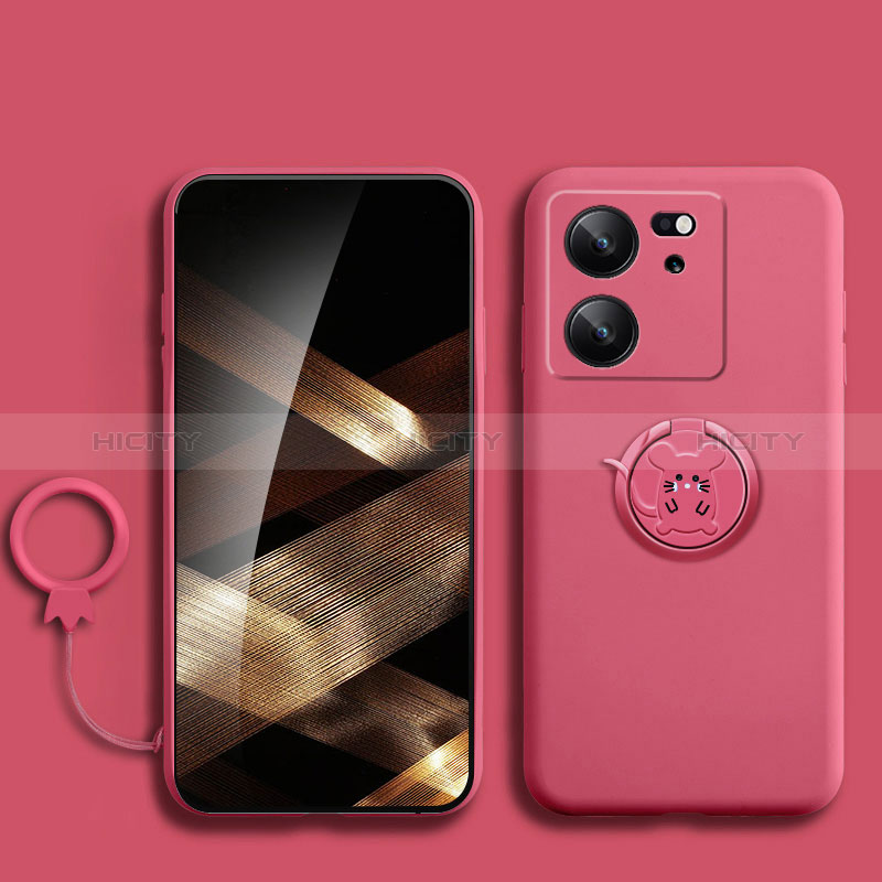 Custodia Silicone Ultra Sottile Morbida Cover con Magnetico Anello Supporto S01 per Xiaomi Redmi K60 Ultra 5G