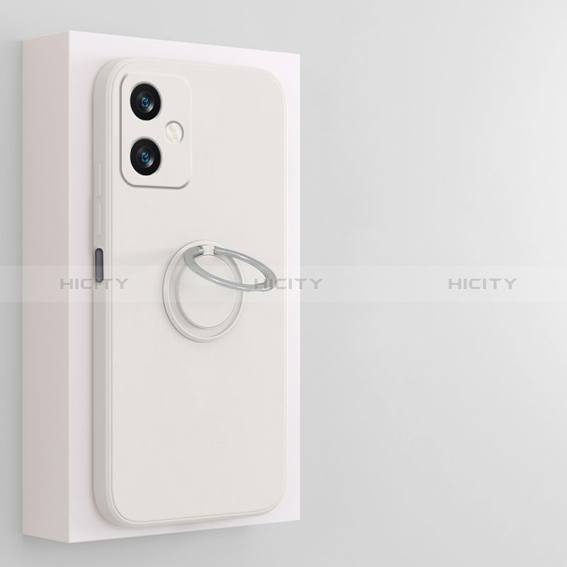 Custodia Silicone Ultra Sottile Morbida Cover con Magnetico Anello Supporto S01 per Xiaomi Redmi Note 12R Pro 5G Bianco